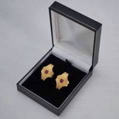  Swarovski vintage pair earrings, gold & crystals, 1980`s ca, Austrian