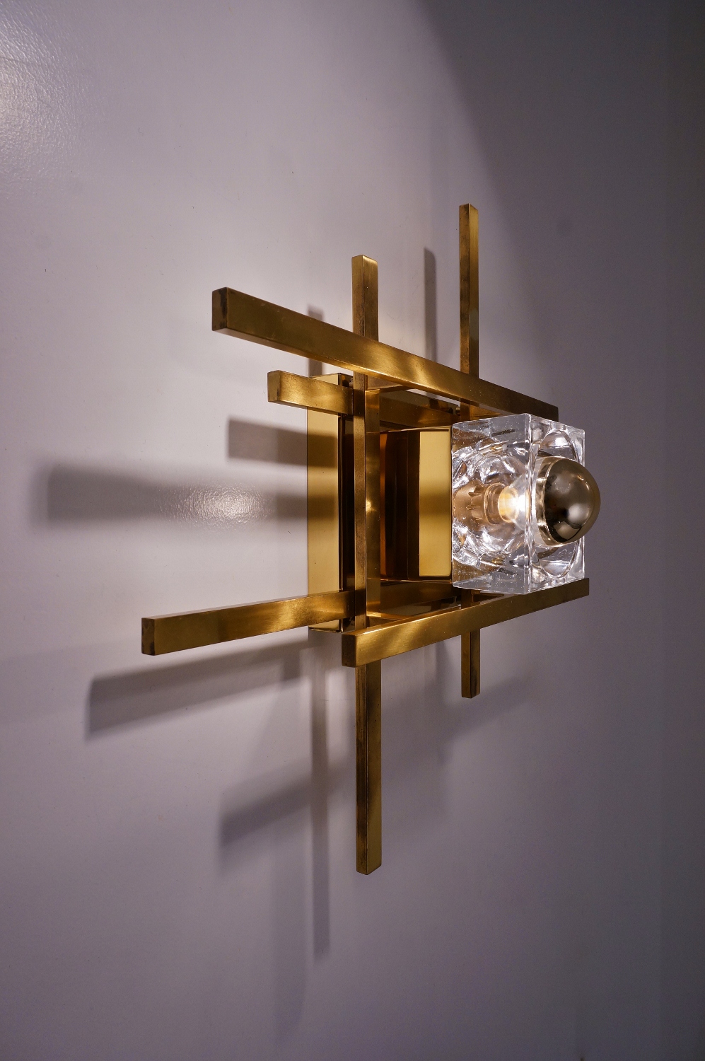 Sciolari wall light, glass & brass, 1970`s ca, Italian in Vintage Wall Lights / Vintage Sconces ...