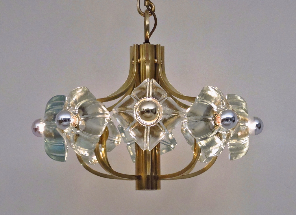 Kalmar Vintage Glass Flowers Brass Chandelier 1970 S Ca Austrian Kalmar Vintage Glass Flowers Brass Chandelier 1970 S Ca Austrian In Chandeliers From Roomscape