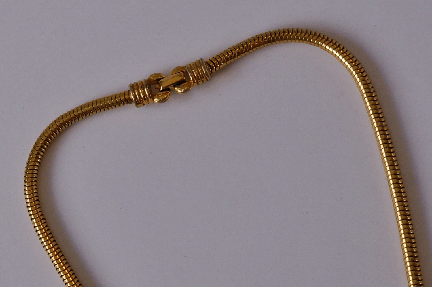 D`Orlan gold necklace & pendant, enamel coiled gilt chain, 1980