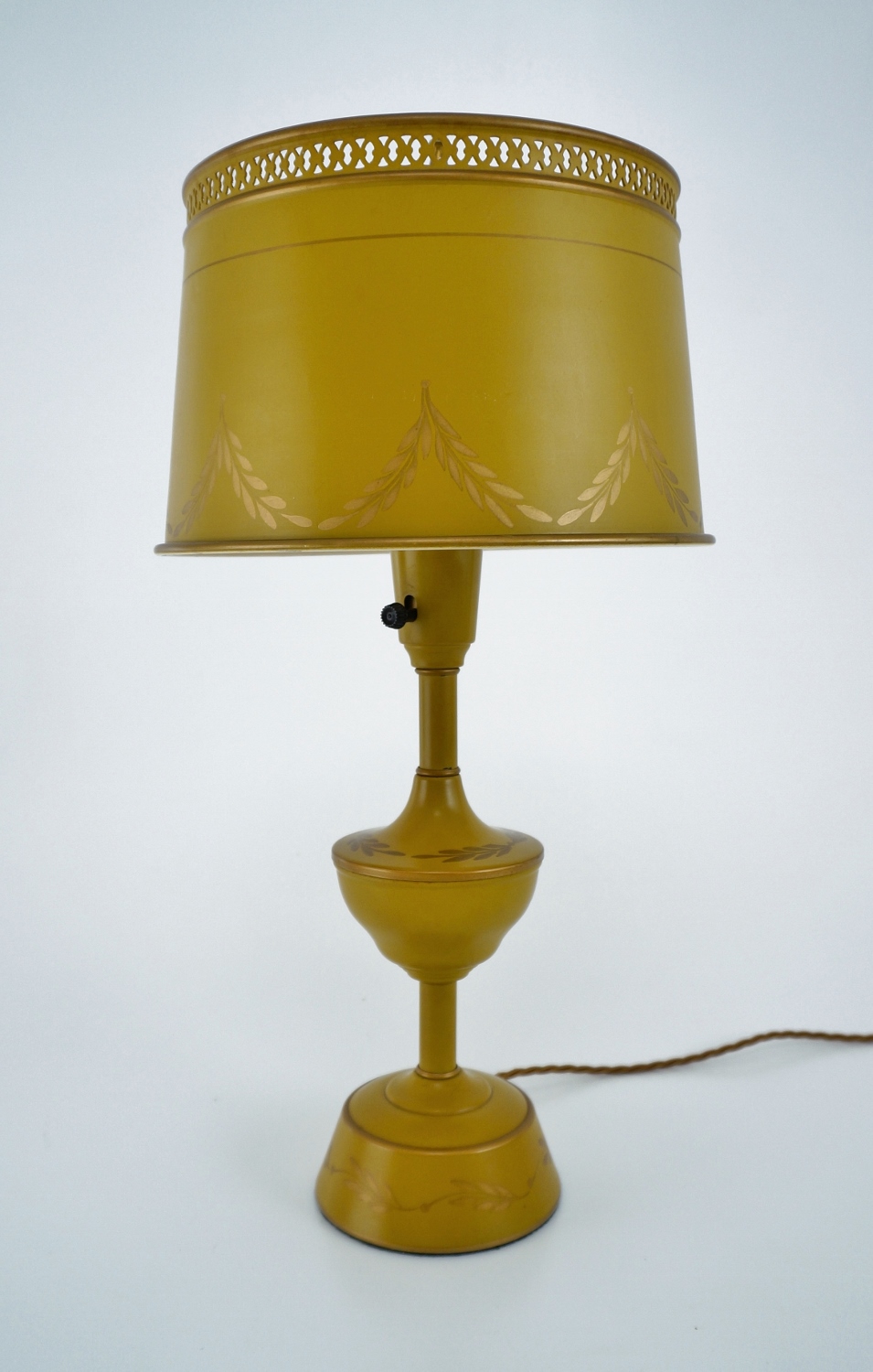 Toleware Lamps Pair Of Table With Glass Uplighter 1950 S Ca