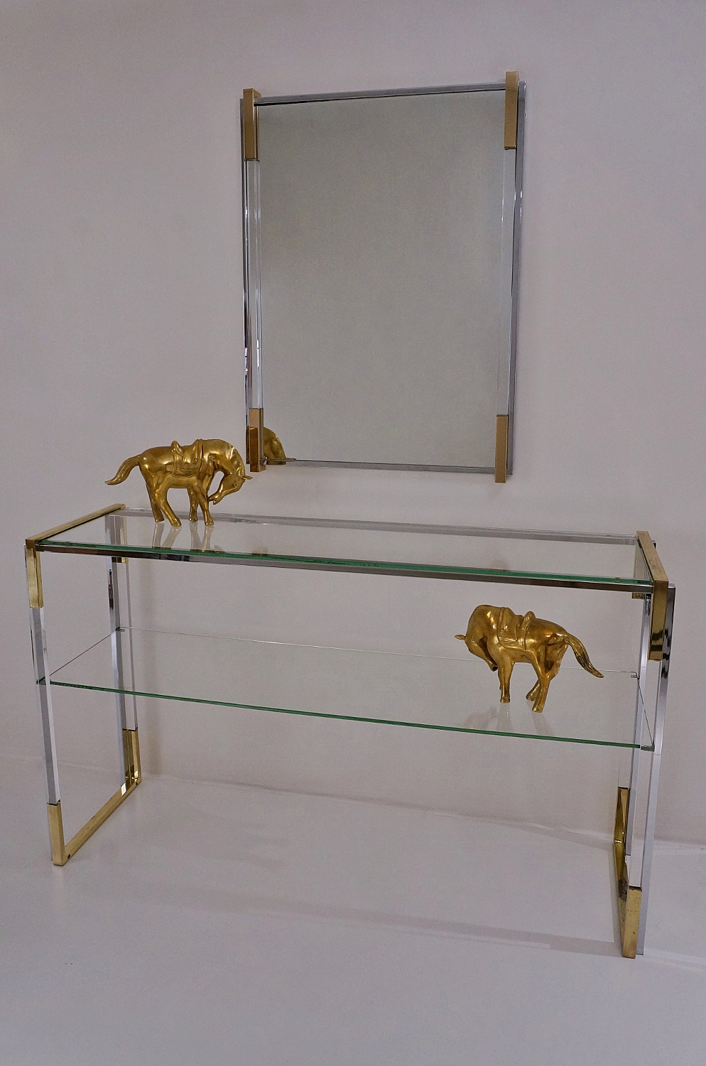 Pierre Cardin Console Table Mirror Chrome Gilt Lucite 1970 S Pierre Cardin Console Table Mirror