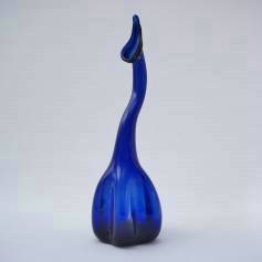  Antique Persian tear catcher vase bottle sprinkler, blue glass, 1870`s Iran