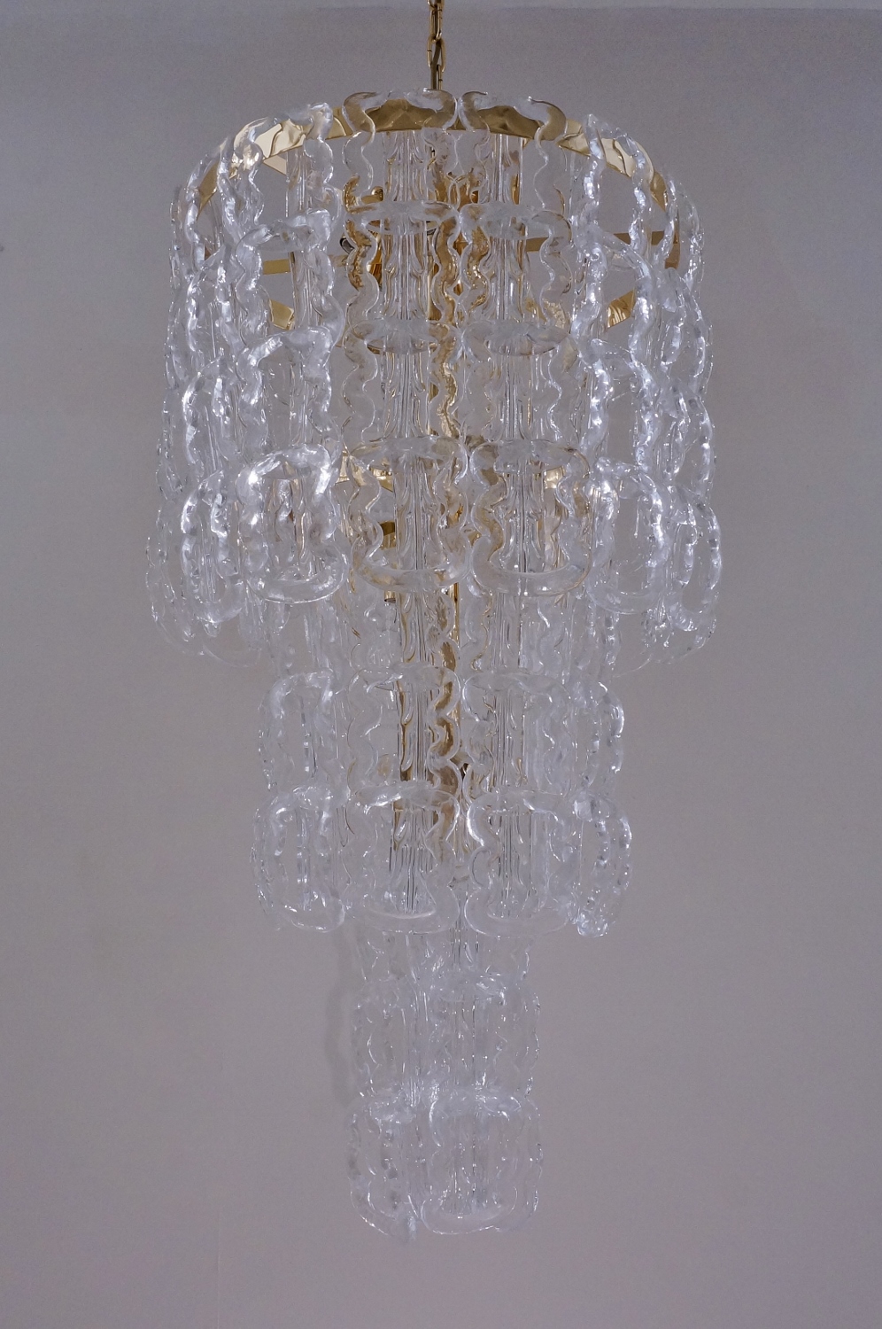 Angelo Mangiarotti Style Chandelier Murano Glass Chain Link Gilt Angelo Mangiarotti Style Chandelier Murano Glass Chain Link Gilt Frame Italian In Vintage Chandeliers From Roomscape