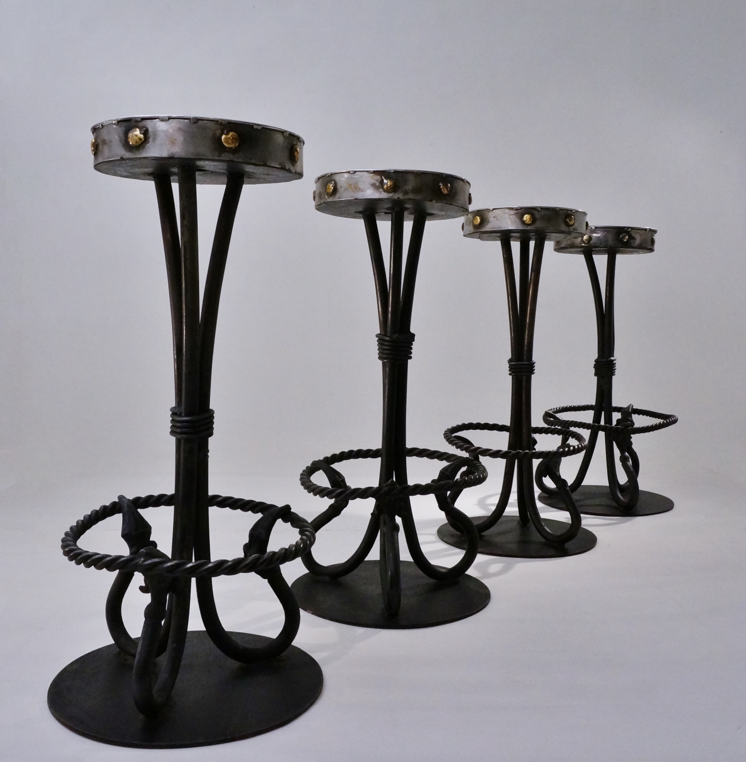 Vintage wrought iron bar stools, 1960`s ca, English in ...