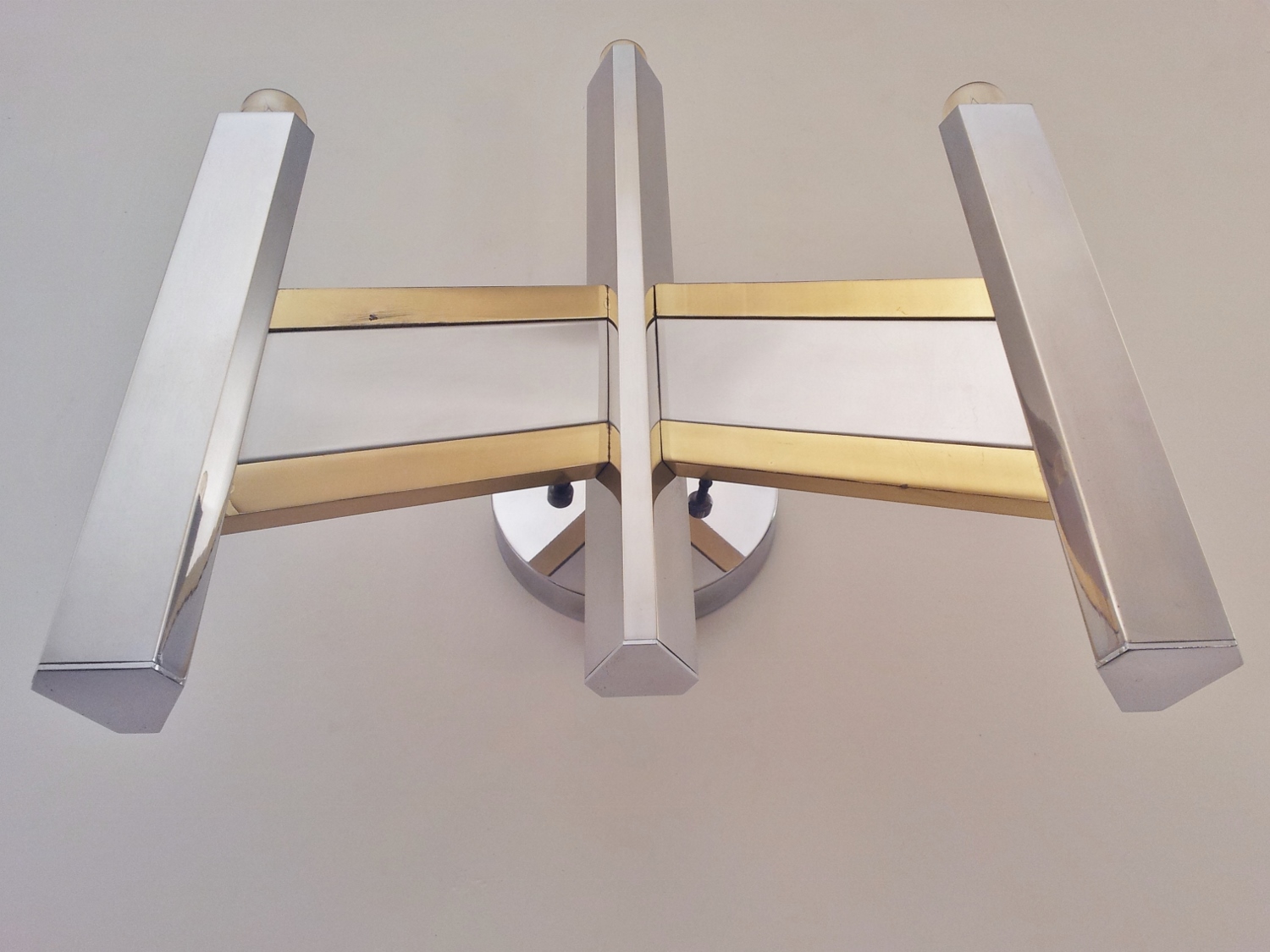 Vintage Sciolari wall lights, a pair in chrome & brass, 1970`s ca, Italian in Vintage Sciolari ...