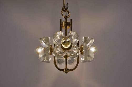 Kalmar Flower Chandelier Glass Brass 1965 Sische Lighting In Kalmar Flower Chandelier Glass Brass 1965 Sische Lighting