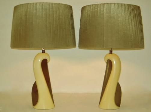 Pair Vintage Ceramic Table Lamps 1950, 1950s Retro Table Lamp