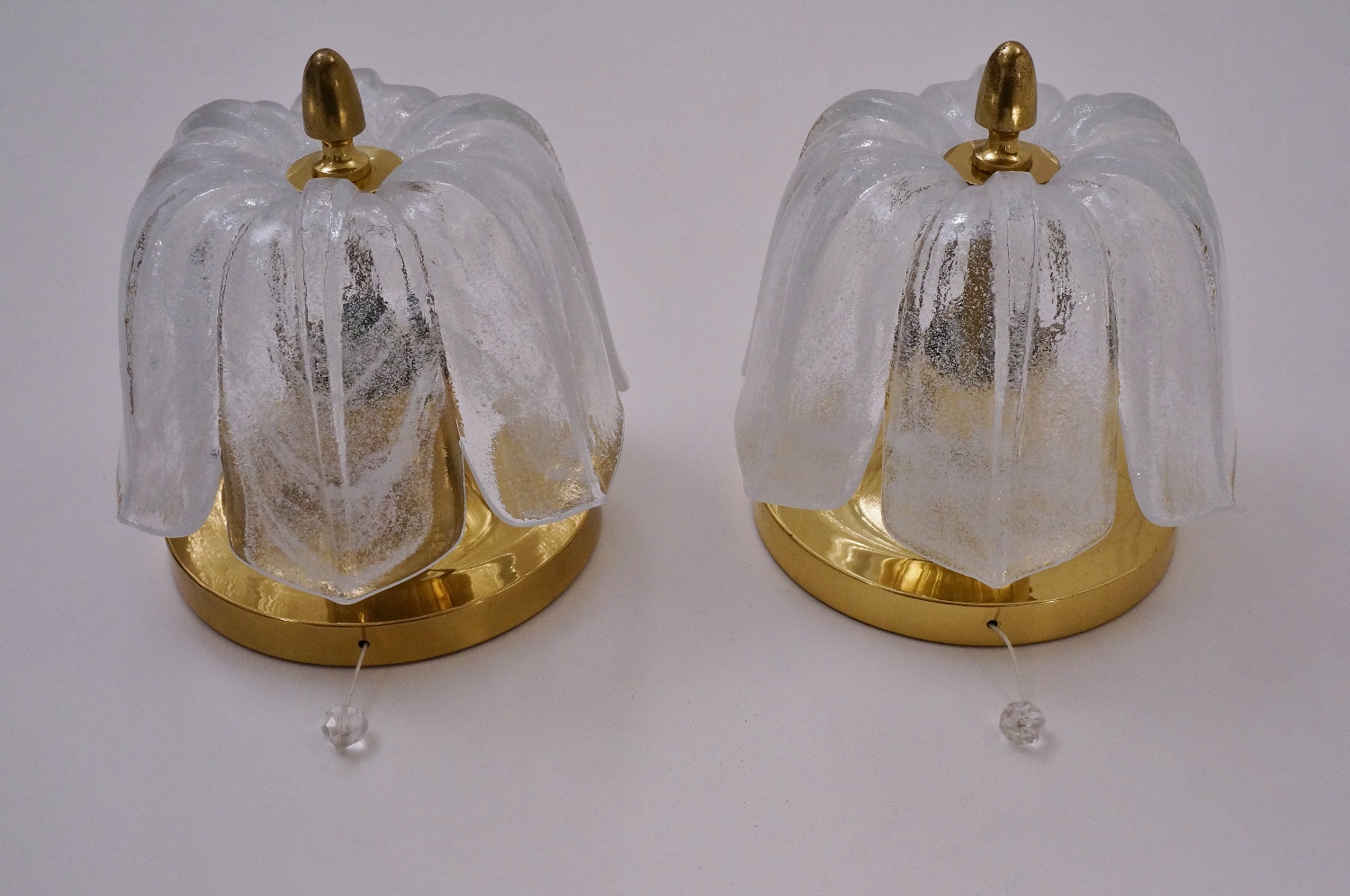 Limburg glass pair wall lights, tulip shaped, 1970`s ca, German in Vintage Chandeliers from ...
