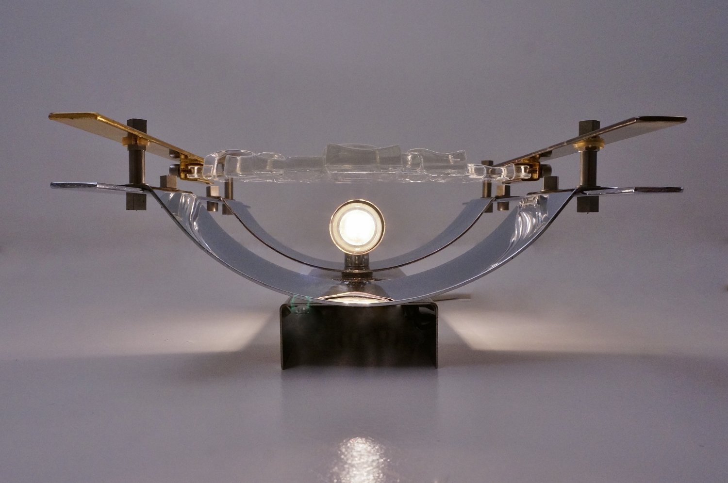 Sciolari wall lights brass, chrome & glass, 1970`s ca, Italian in Vintage Wall Lights / Vintage ...