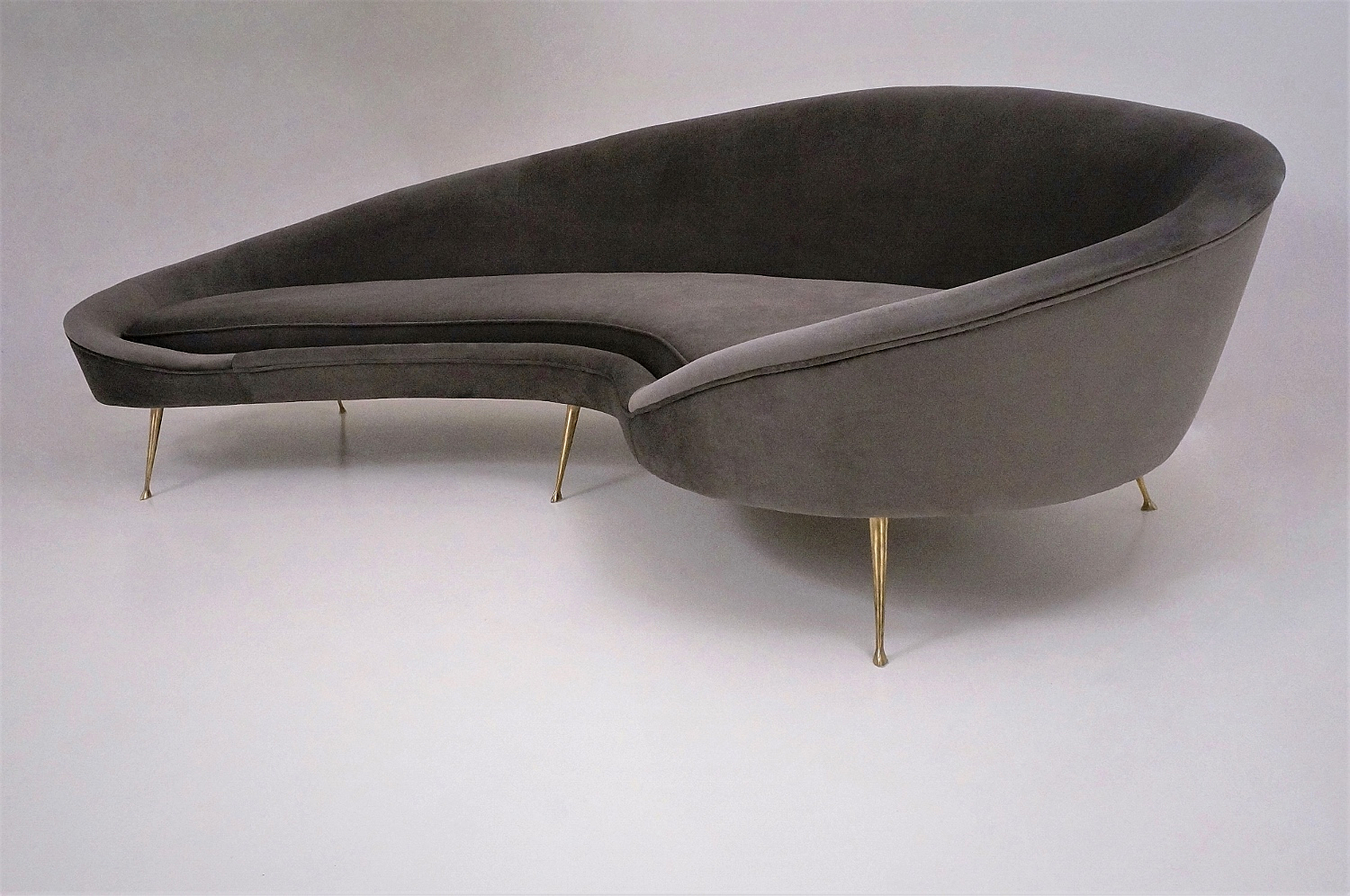 Kidney Shaped Sofa In Velvet Newly Made In 1950 S Style Italian