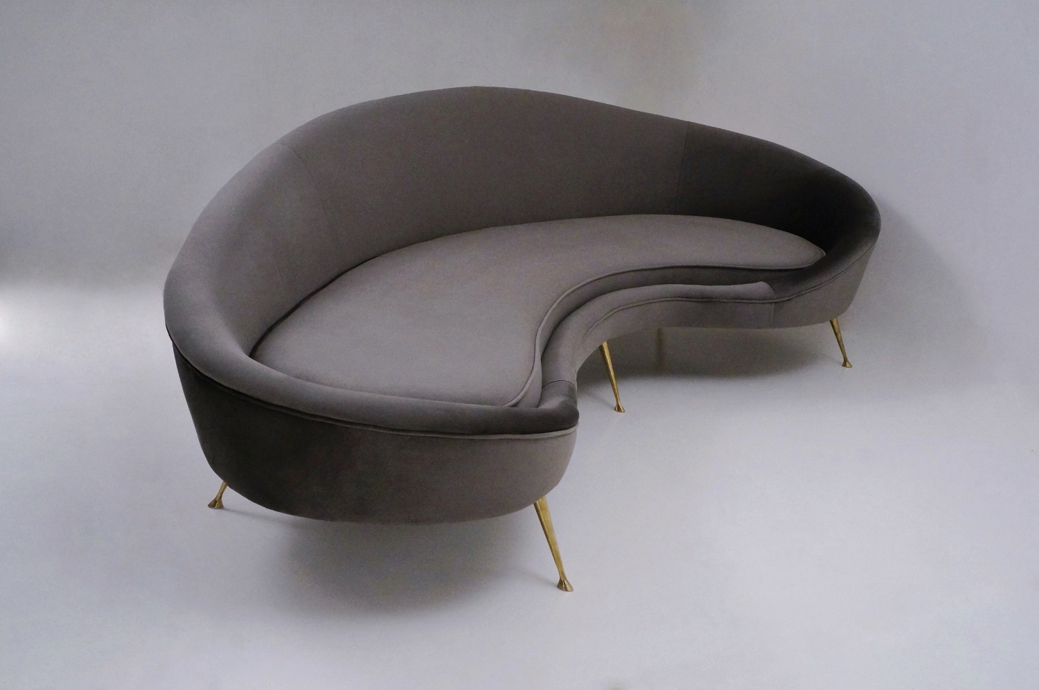Kidney Shaped Sofa In Velvet Newly Made 1950 S Style Italian Kidney Shaped Sofa In Velvet Newly