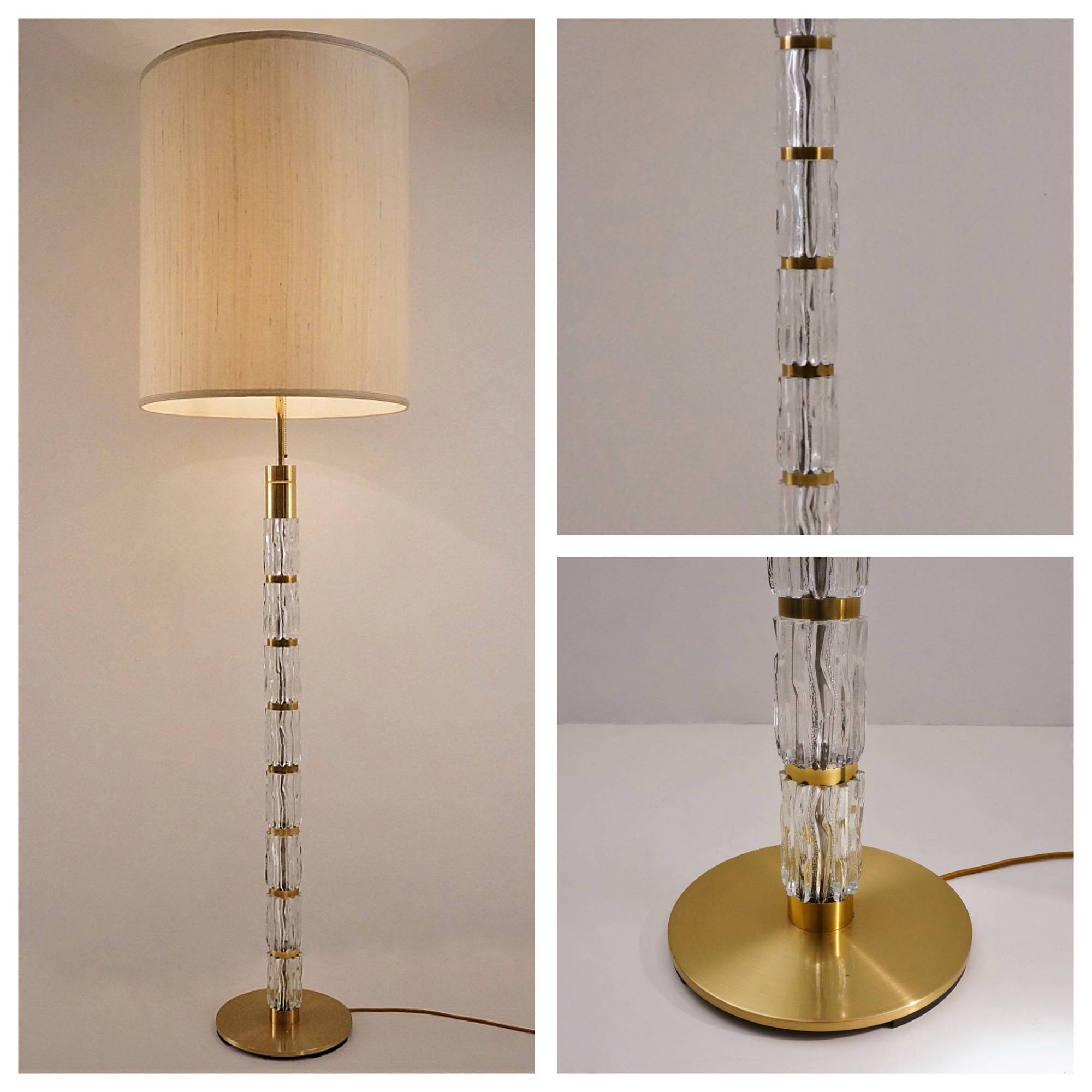 Kalmar Floor Lamp Brutalist Glass Brass 1970 S Ca German In