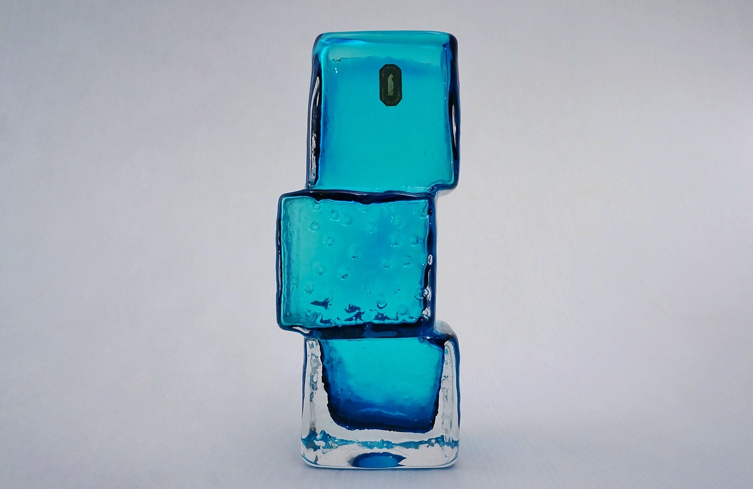 Whitefriars Drunken Bricklayer Vase Kingfisher Blue 1966