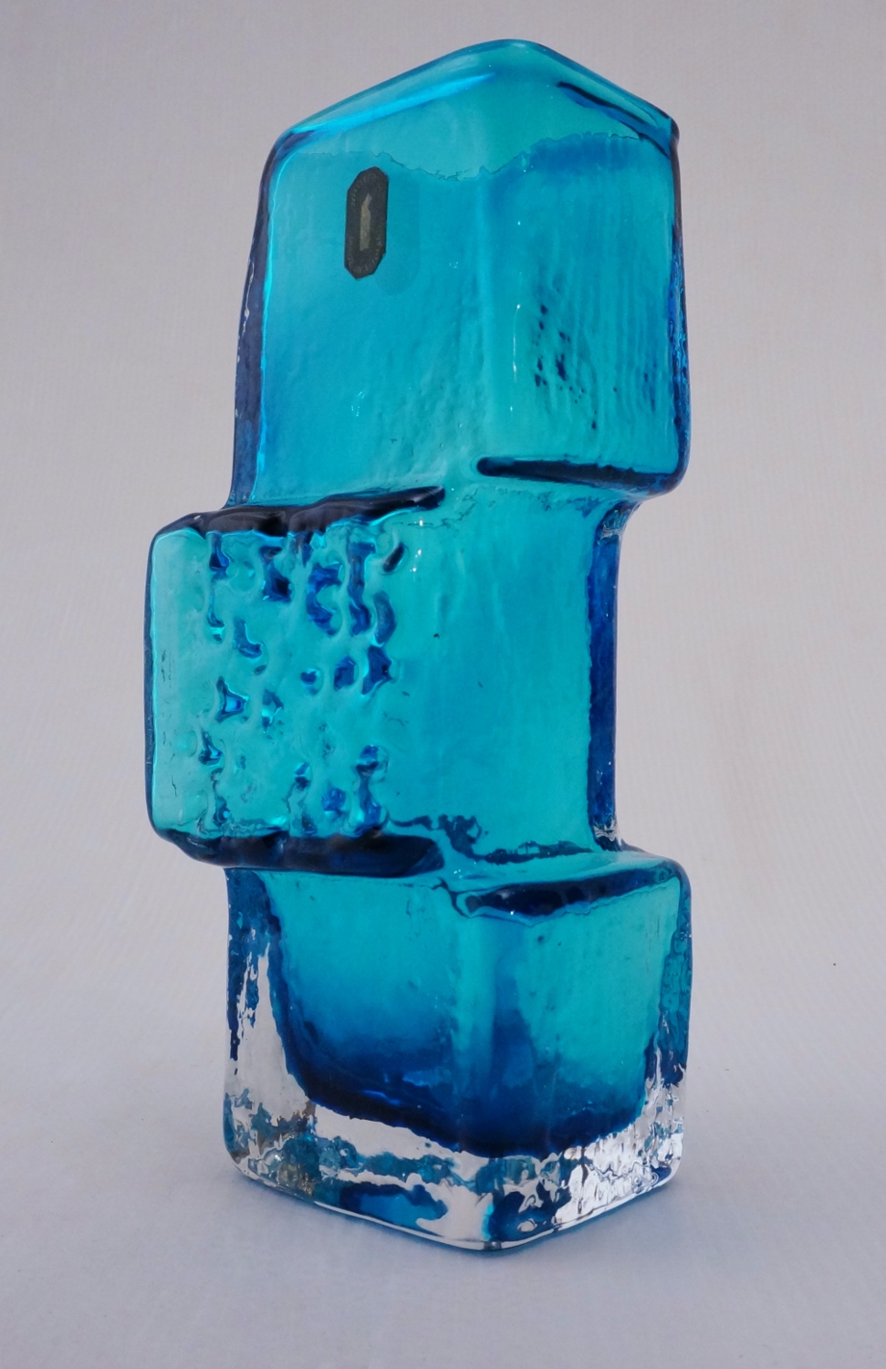 Whitefriars Drunken Bricklayer Vase Kingfisher Blue 1966