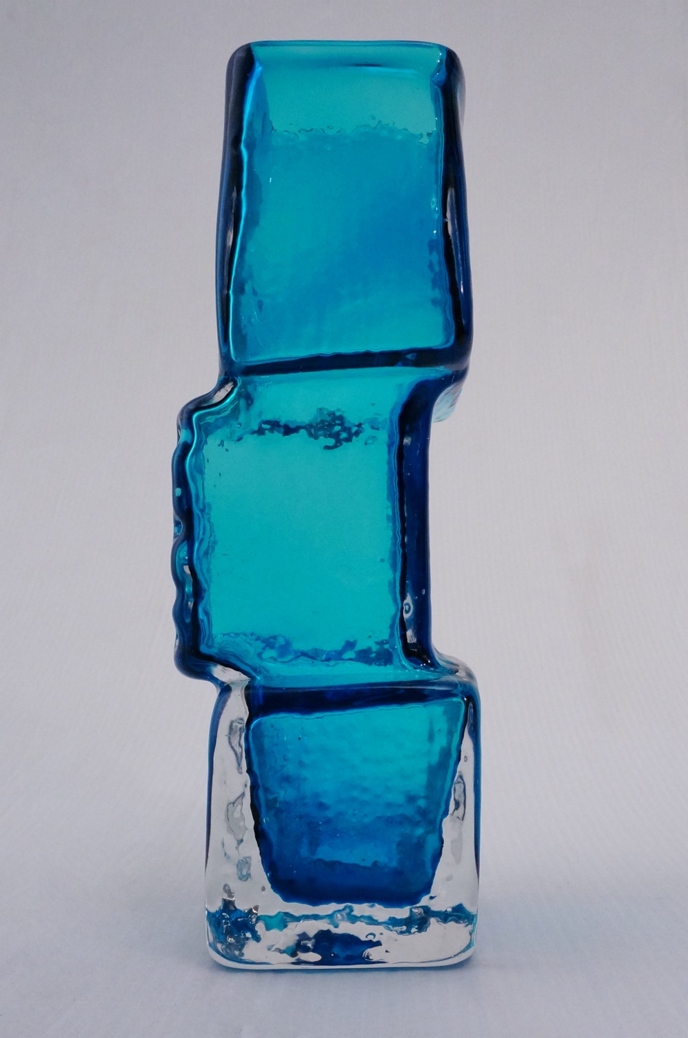 Whitefriars Drunken Bricklayer Vase Kingfisher Blue 1966