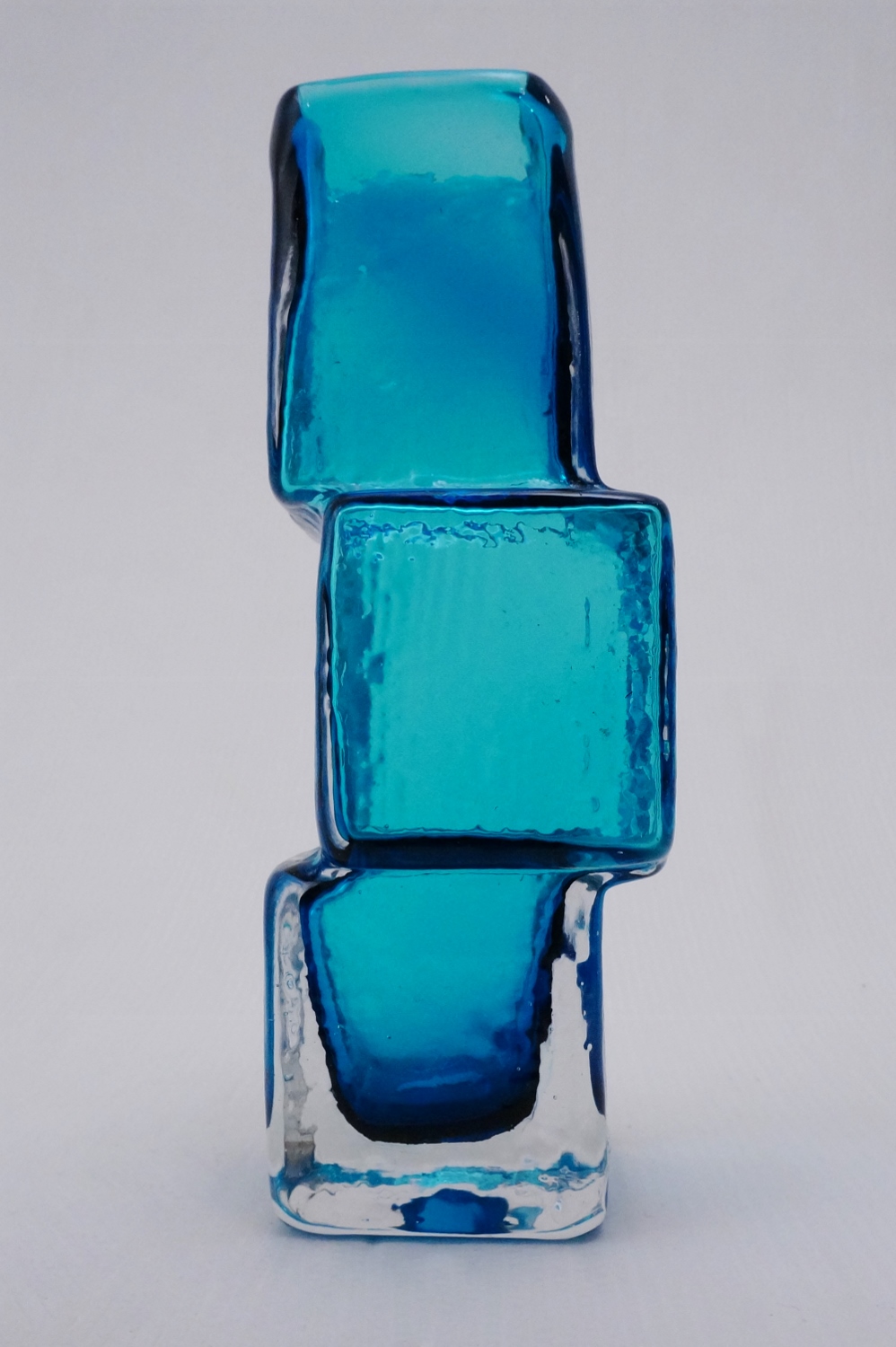 Whitefriars Drunken Bricklayer Vase Kingfisher Blue 1966