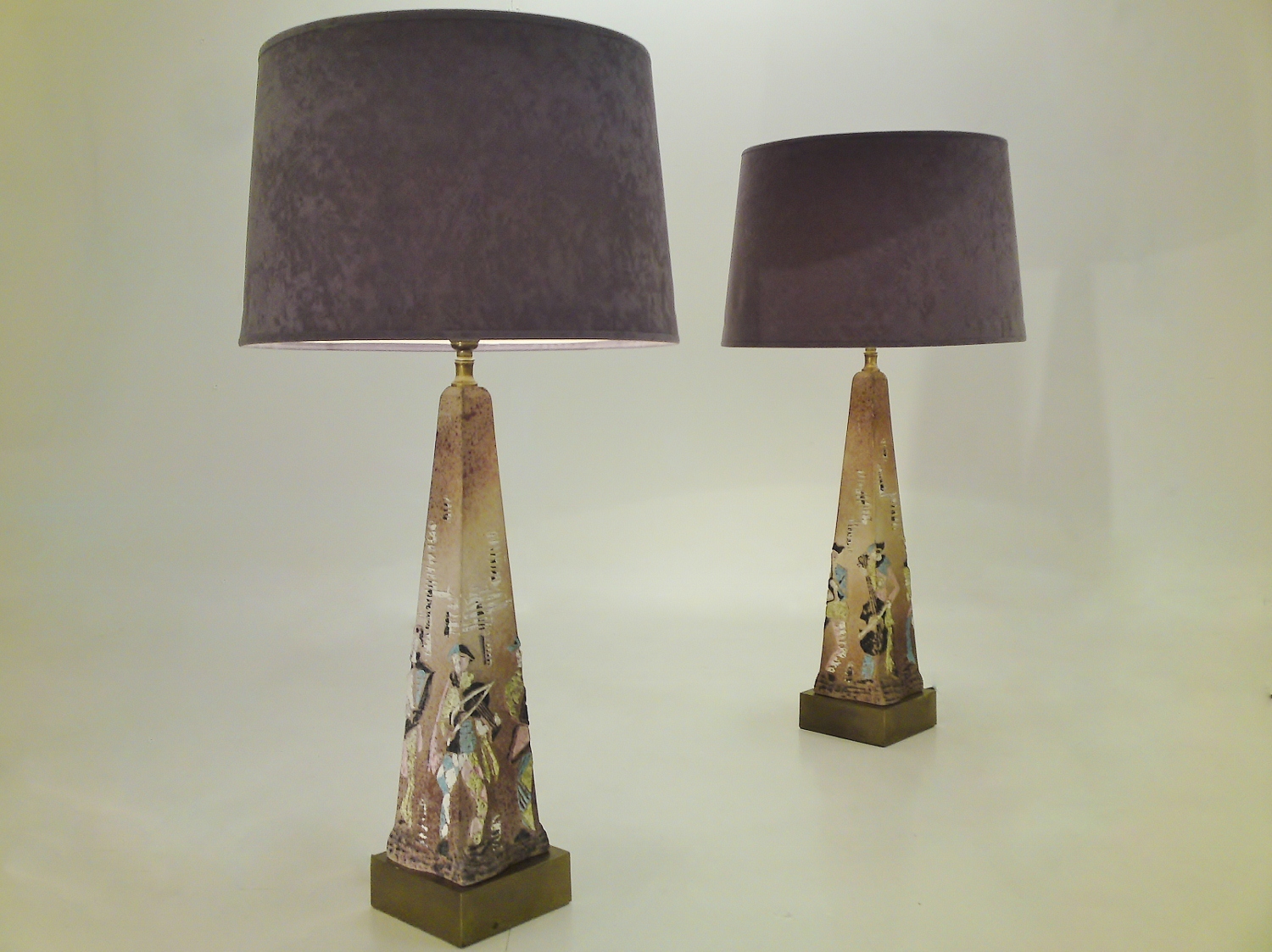 Pair Harlequin Brutalist Vintage, Harlequin Ceramic Table Lamp